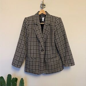 Sag Harbor Petite Plaid Blazer | Size 12P | Classic Tailored Jacket